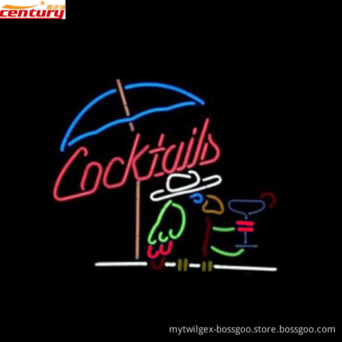 wholesale china factory price custom cocktails and parrot neon light sign